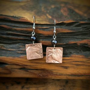 Raven and Stars Copper Earrings