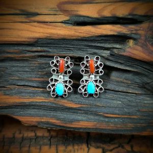 Turquoise and Coral Earrings