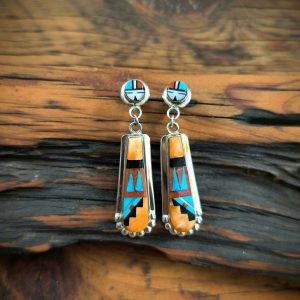 Sunface Drop Zuni Earrings
