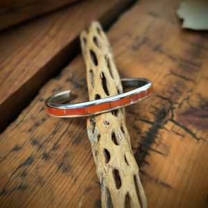 Red Coral Inlay Zuni Bracelet