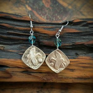 Crane Moon Gold Bronze Earrings