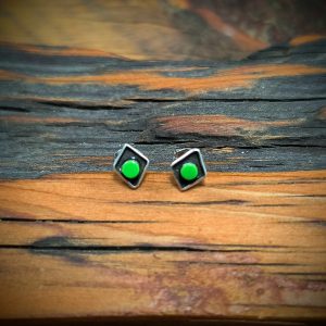 Green Dot Dimond Earrings