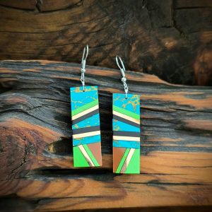 Green Inlay with Copper Pueblo Earrings