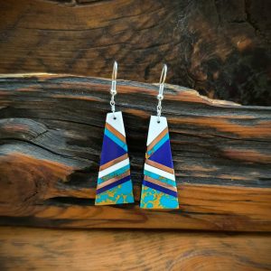 Blue Inlay with Copper Pueblo Earrings